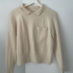 Vintage Liz Claiborne Lambswool and Rabbit Hair Cream Collared Sweater